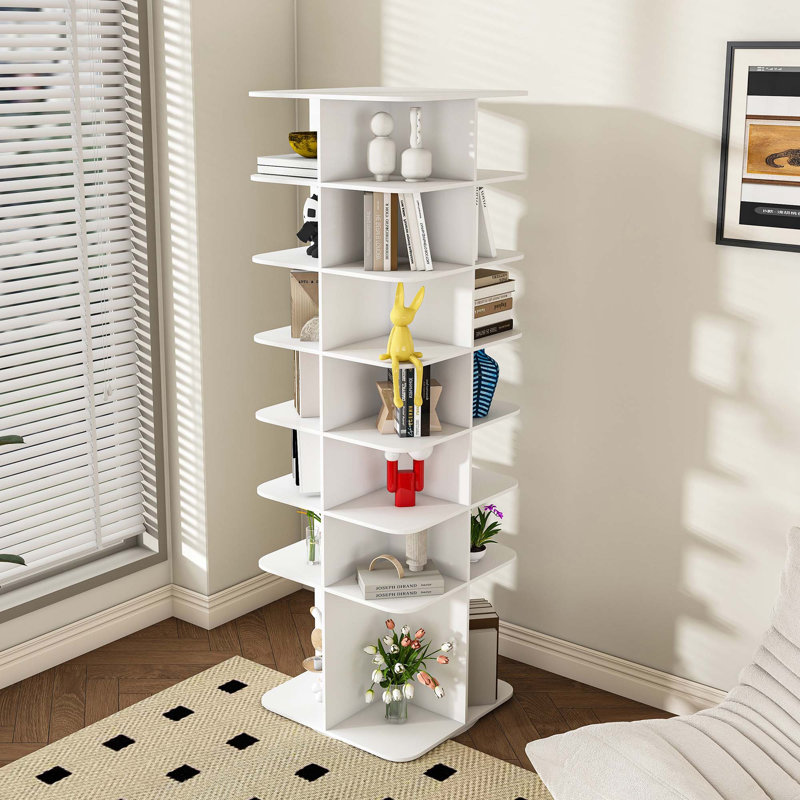 7-Tier Spinning Shoe Rack,Free Standing 360° Revolving Shoe Organizer,High Bottom Design Shoe Tower
