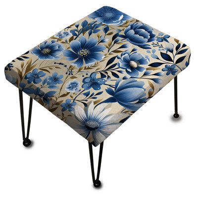 Motif floral scandinave bleu - repose-pieds rectangulaire floral