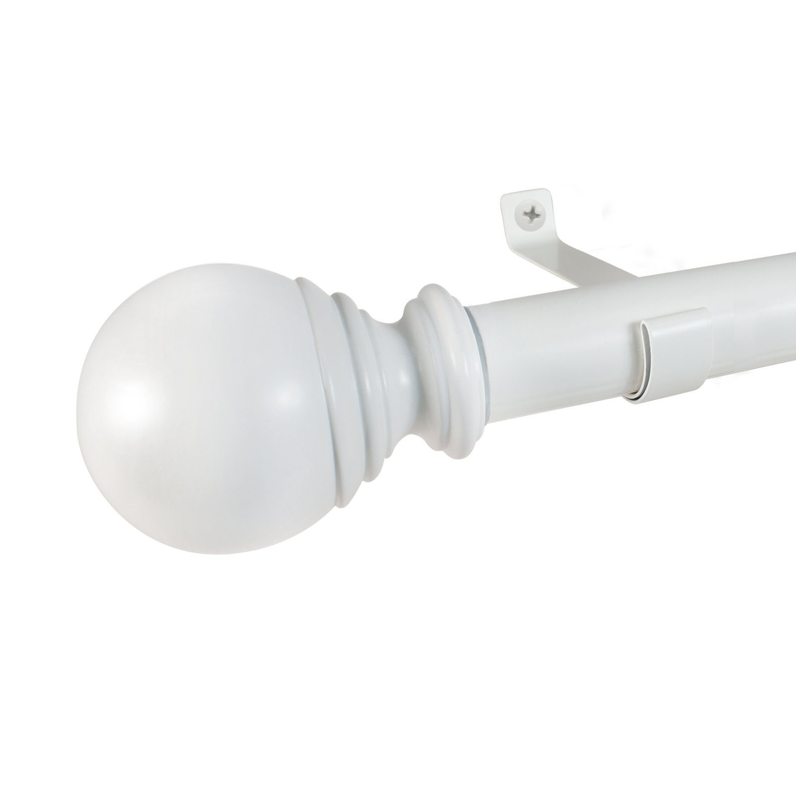 Inman Plastic Adjustable Single Curtain Rod, 2.9" H x 72" - 144" W x 4" D, White