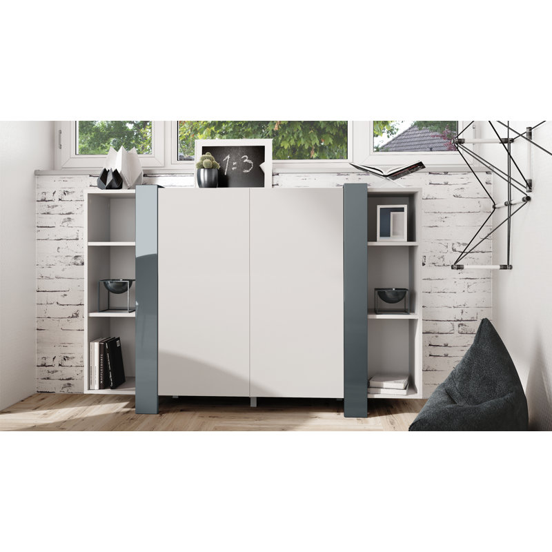 Lucea 149cm Sideboard, White Matt/Grey High Gloss