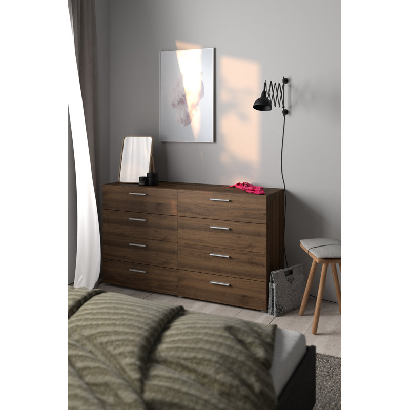 Gianna 8 Drawer 55.12" W Double Dresser, Walnut