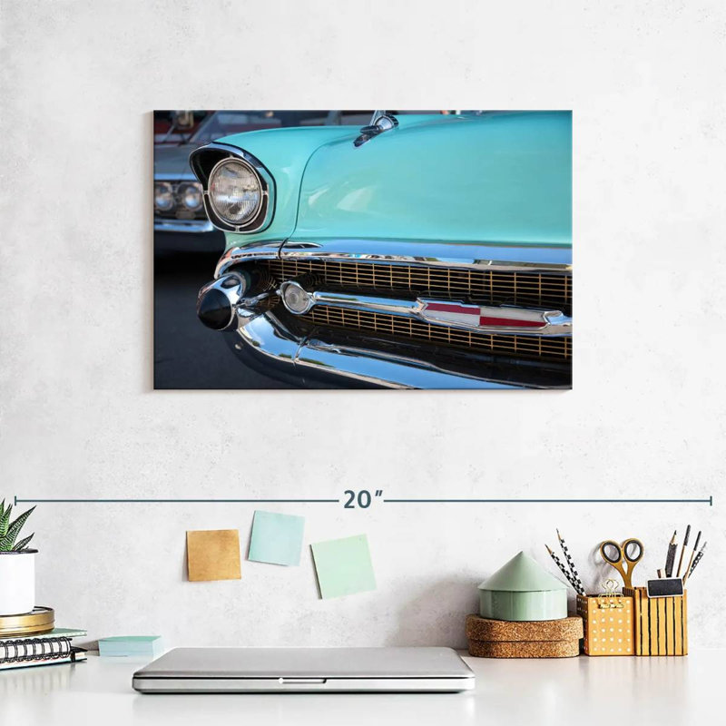 Mehar Turquoise Retro Car, 8" H x 12" W