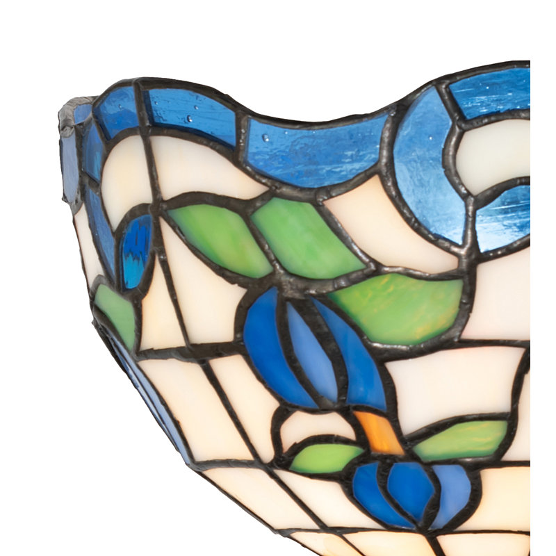 7" Wide Roseborder Wall Sconce, 9" H x 7" W x 9" D, White/Blue/Green/Orange