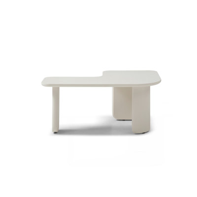 35.43" L-Shape Modern Coffee Table New-Upgraded, Free-Combination Tea Table with Multi-layer Green Paint, Drinking Side Table for Sofa Couch, Space-Saving Center Table for Living Room Apartment, White