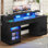 Bureau d'ordinateur 59 po avec 5 tiroirs et station de charge, bureau de ferme pour bureau personnel