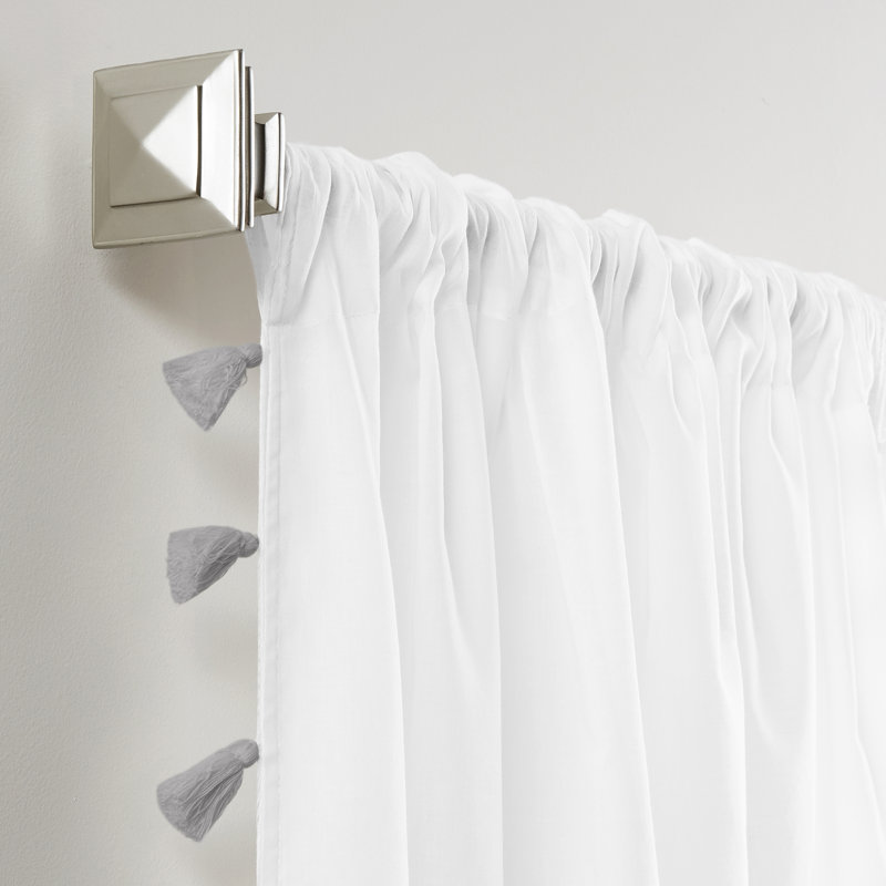 Brackett 100% Cotton Semi Sheer Single Curtain Panel, Gray