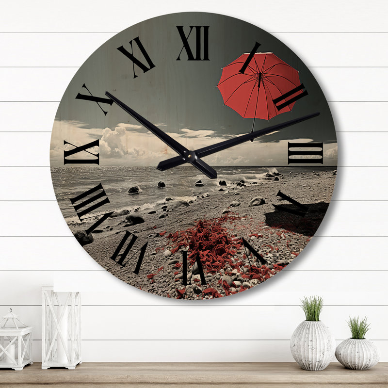 Horloge murale en bois massif Opelika, Grand
