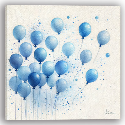 «Blue Balloon Celebration», reproduction d'art sur toile abstraite