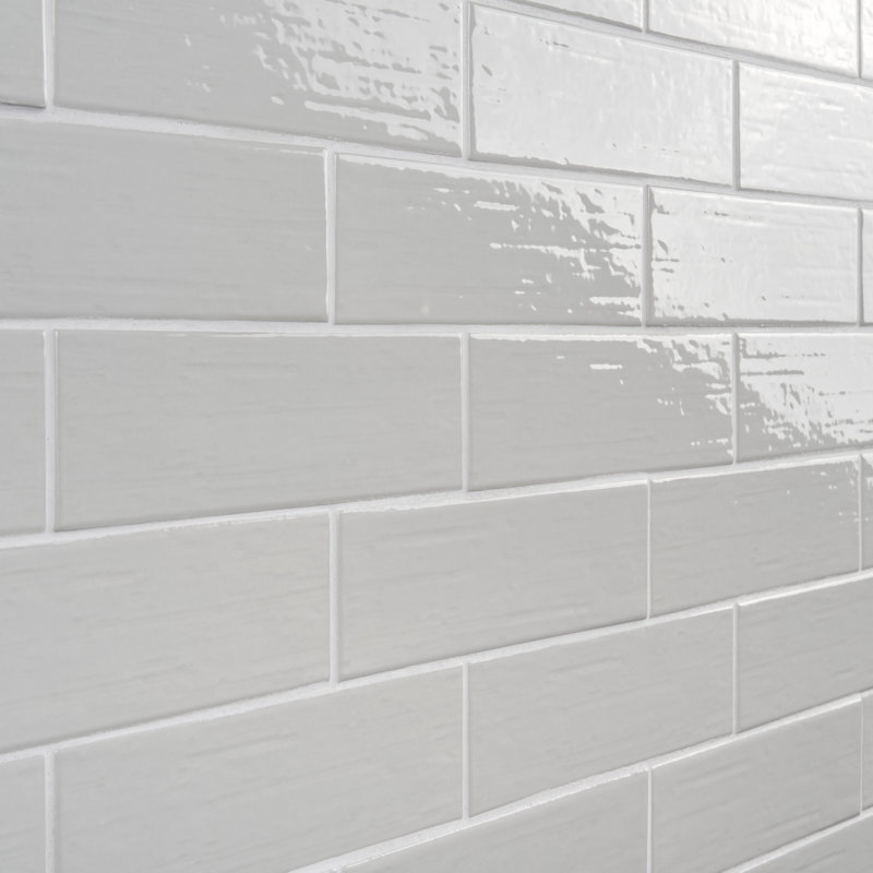 Furnace 3" x 9" Porcelain Brick Look Wall & Floor Tile (7.52 Sq. Ft. / Case), Silver