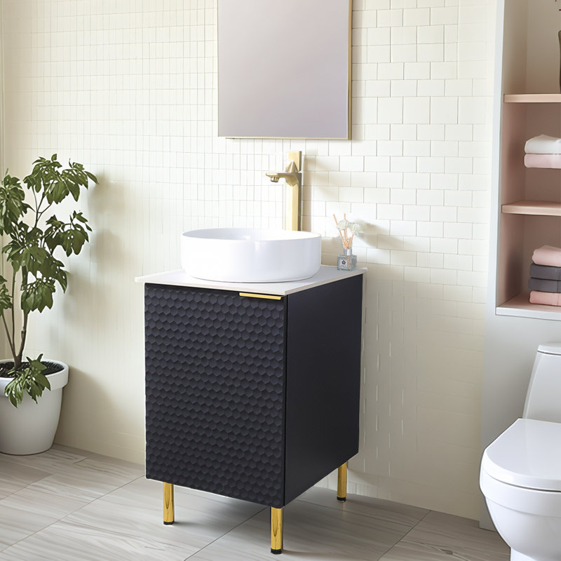 18'' Black Modern Free-Standing Single Bathroom Vanity Set