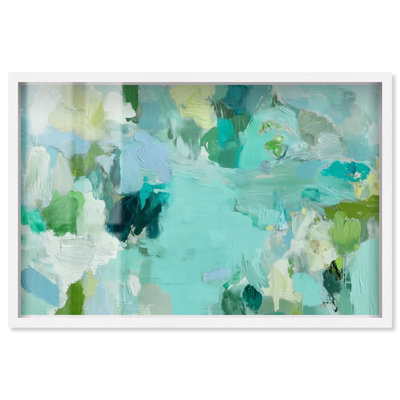 «Alista Green Blues Shadowbox», art abstrait vert par Art Remedy