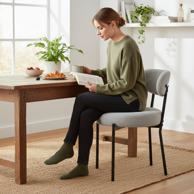 Ensemble de chaises de salle à manger rembourrées en tissu Sherpa avec dossier pour la salle à manger, la cuisine et le salon
