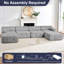 Canapé modulaire velours capitonné modulaire, gris clair-1736016790
