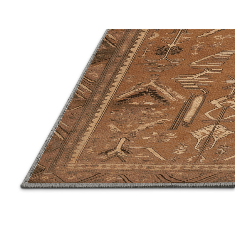 Tapis brun lavable à la machine, Rond 4 pi