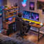 L-Shaped Solid Wood Steel Computer Desk with Built-In Electrical Outlet-744043197-744043139