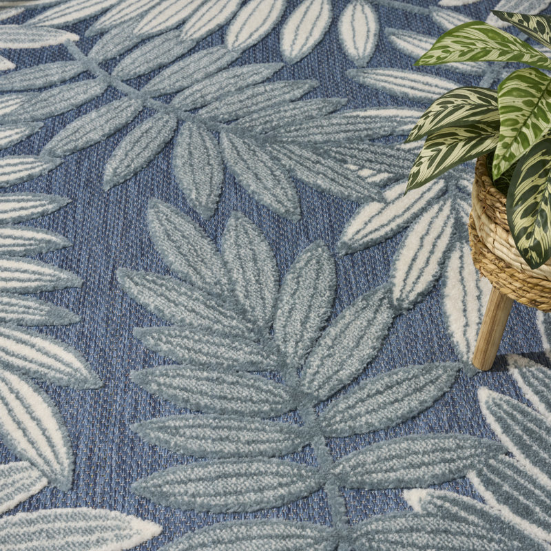 Lakesha 7'10" x 10'6" Blue Modern Rug, Rectangle 7'10" x 10'6"