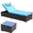 3 Patio Recliner - Lounge Chair With Cushion, Adjustable And Feet, Glass Coffee Table, Blue For Garden Leisure Reclining Back, Use