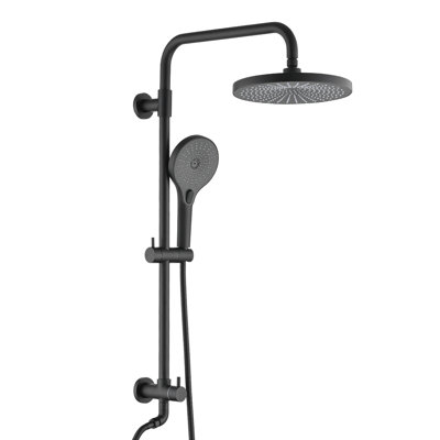 Matte Black Handheld Shower And Rainfall Head System - 3-Setting , Adjustable Slide Bar, Corrosion Resistance, 1.8 Gpm Flow Rate, Easy Lime Scale Removal, Wall Mounted With 8" & Handheld, Scratch
