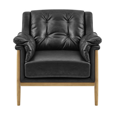 Naber Faux Leather Tufted Accent Arm Chair