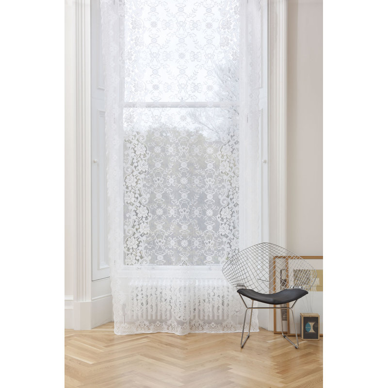 Coti Cotton Blend Sheer Curtain Single Panel, White, 150 W x 214 D cm