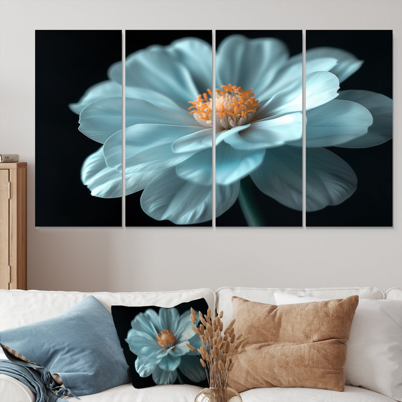 «White Black Natures Marigold Photo», ensemble d'art mural sur toile souci, H 32 po x l 64 po