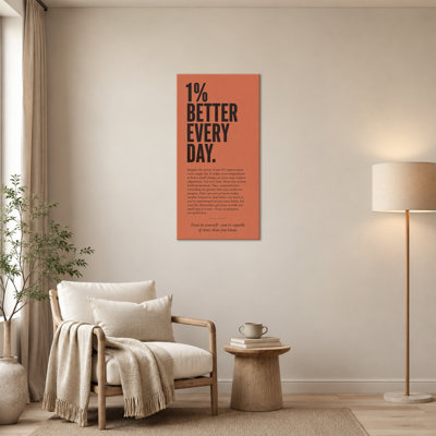  «1% Better Every Day», art mural sur toile, affiches inspirantes en terre cuite minimaliste pour salle de sport, encadré de galerie sur châssis en bois massif