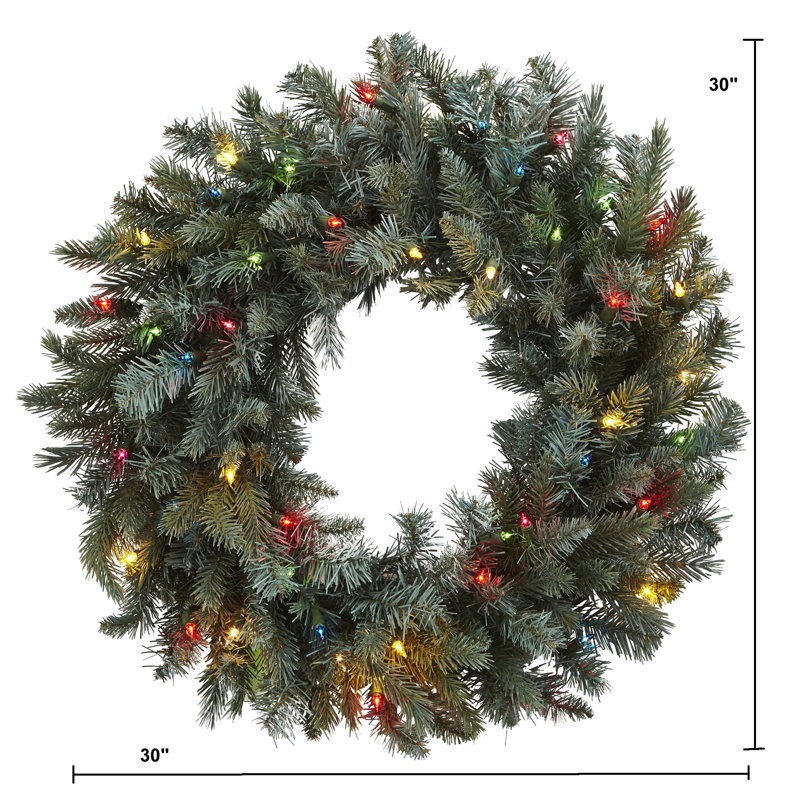 Faux Lighted Pine Plastic 30'' Wreath
