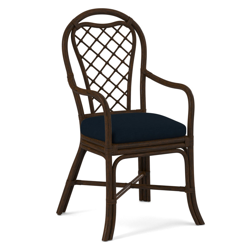 Trellis Dining Arm Chair, White Performance Fabric; 0851-94, Coffee