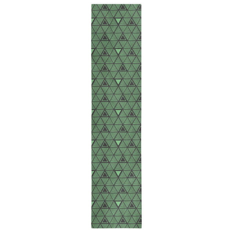 Chemin de table à triangles dessinés à la main Classic, 16 po x 90 po, Vert/noir