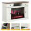 Meuble télé de style champêtre avec foyer électrique de 71 cm (28 pouces), console multimédia en panneaux de particules blancs pour téléviseurs jusqu'à 55 pouces (140 cm).