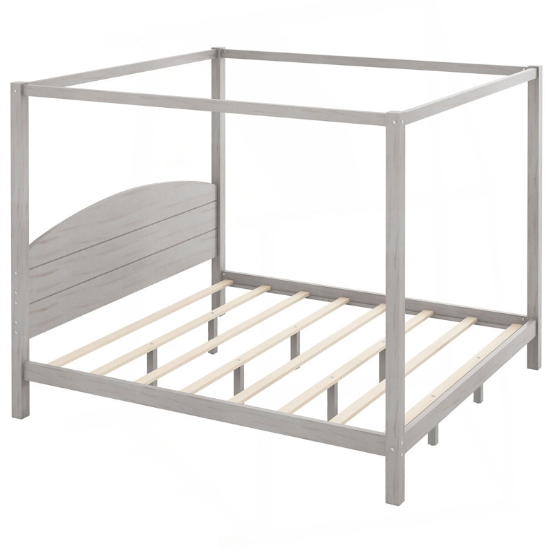 Lit plateforme à baldaquin avec pieds de support, Grey