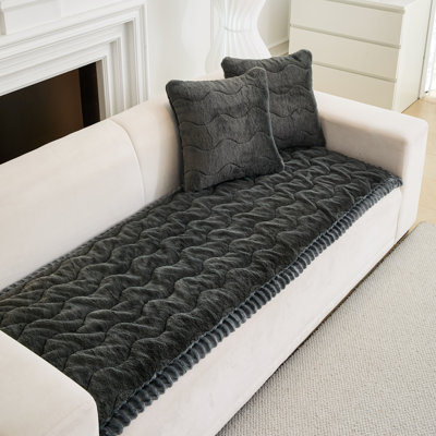 Coussin moelleux en fourrure de vison, coussin de canapé ondulé antidérapant, housse de canapé luxueuse très épaisse