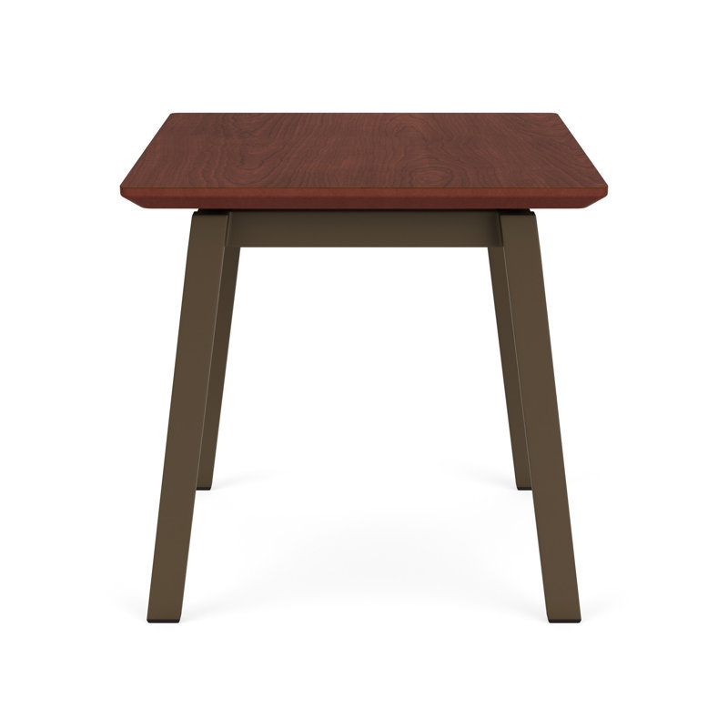 Newport Waiting Reception End Table Metal Frame 20x20" High Pressure Laminate Top, Bronze, Canyon Cherry HPL