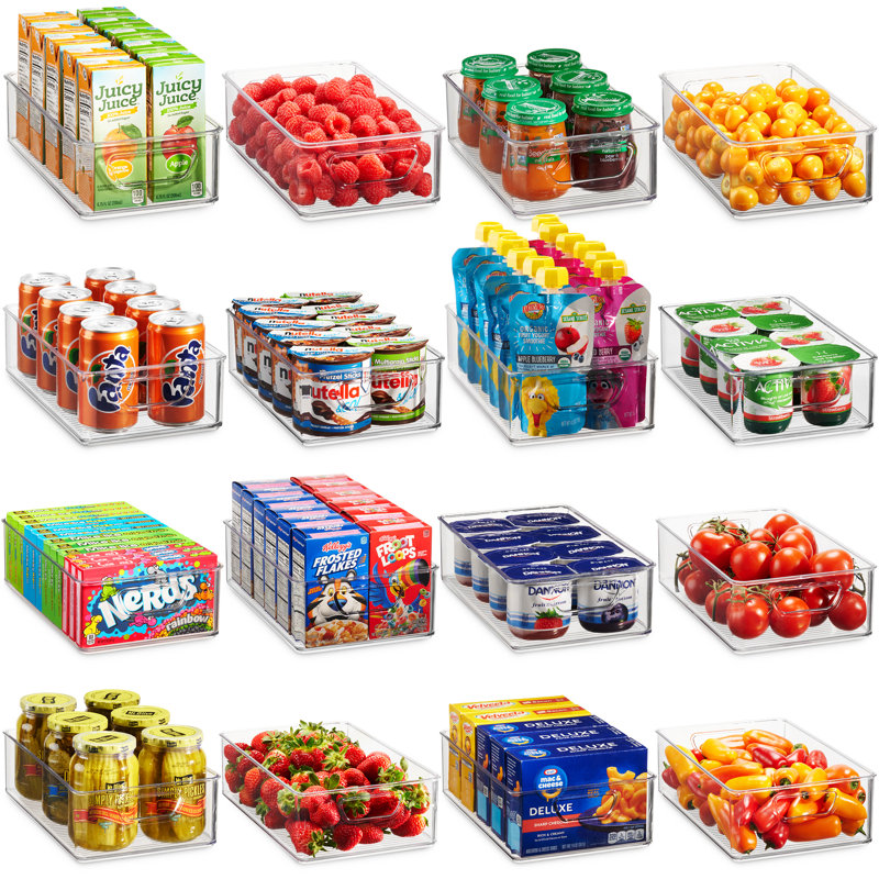 Set Of 16 Plastic Refrigerator Pantry Organizer Bins