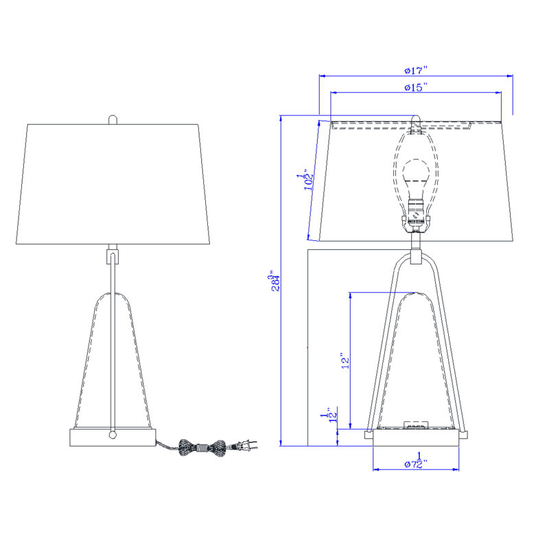Lampe de table 100 W Giliane en métal / verre avec veilleuse à DEL intégrée
