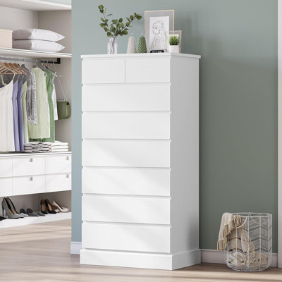 Grande commode de chambre à coucher avec 8 tiroirs, commode haute de 59,6 pouces et commode, organisateur de placard moderne en bois et rangement, grande commode verticale pour chambre à coucher, placard, couloir