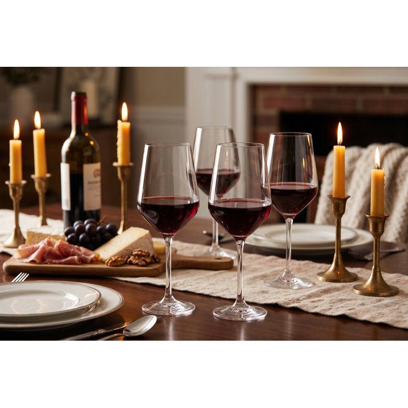 Ensemble de 4 verres à vin Bolero, grand verre de 435 ml (14,7 oz) pour cabernet et merlot, verres à pied classiques pour une utilisation quotidienne et les réceptions