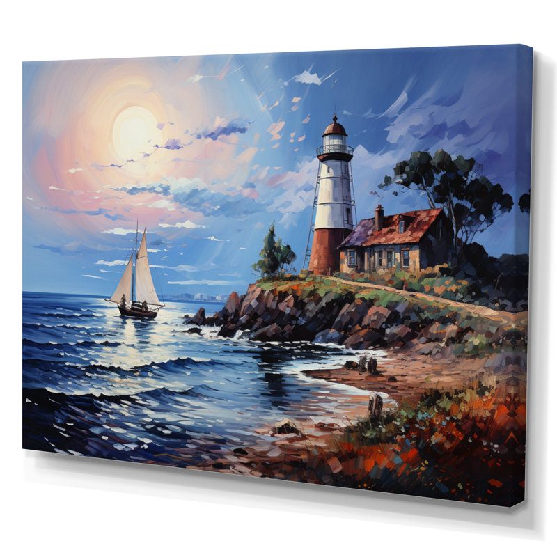 «Friedensburg French Coastal Retreat Pointillism I», reproduction, Toile tendue, H 16 po x l 32 po x P 1 po
