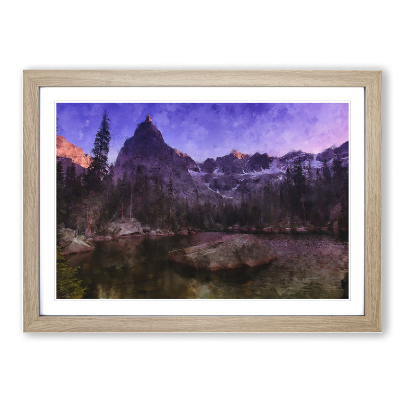 Eagle Peak Mountain - Picture Frame Painting, 27cm H x 36cm W x 2cm D, Oak Framed