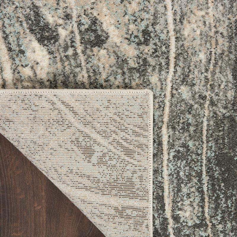 Langston Abstract Gray/Charcoal Area Rug, Rectangle 4" x 6"