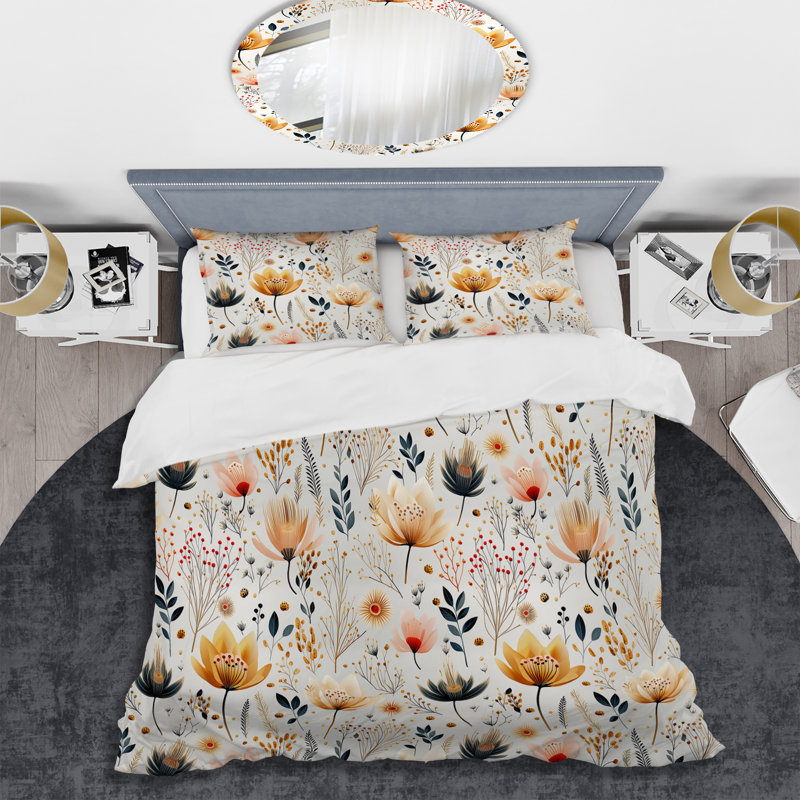 Ensemble de housse de couette Cottage Elegant Floral Meadows, Housse de couette pour grand lit et 2 taies décor