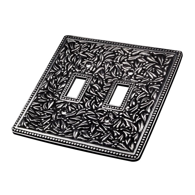 San Michele 2-Gang Toggle Light Switch Wall Plate, Antique Silver, 5.25" H x 5.38" W x 0.31" D