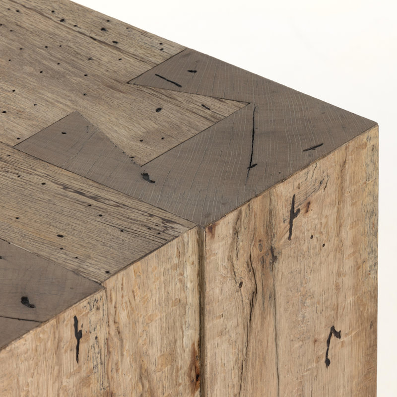 Abaso 86'' W Console Table, 33" H x 86" W x 20.25" D, Rustic Wormwood Oak