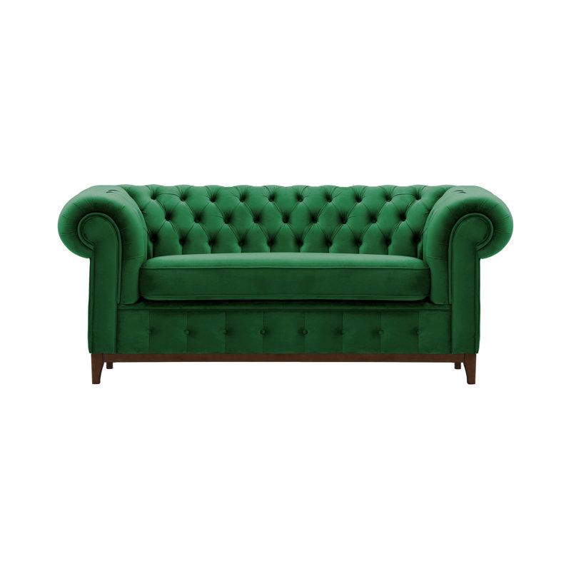 Fryar Velvet Sofa, 2, Green, Walnut