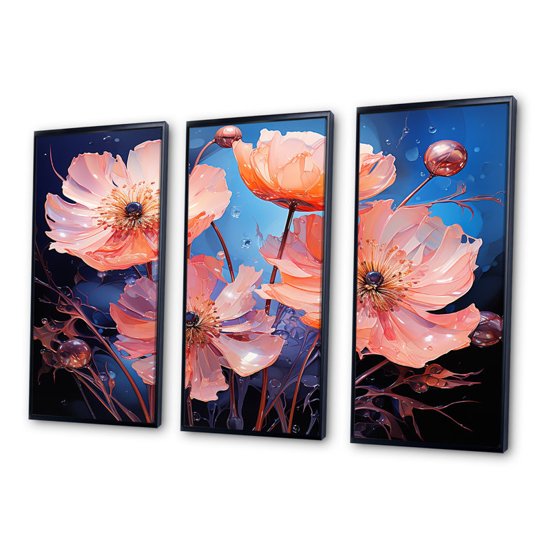 Ensemble de salon Neon Flourish, Cadre flottant noir, H 40 po x l 60 po x P 1 po