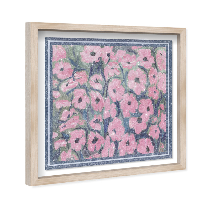Night Blooms Print by Oliver Gal, 13.5"H x 13.5"W, Natural Oak Shadowbox