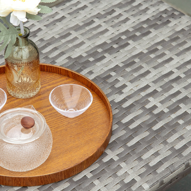 Clivden Rattan Garden Coffee Table PE Wicker Outdoor Garden Table Grey