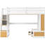 Lit mezzanine double blanc naturel avec bureau, tablettes et tiroirs avec beaucoup de style