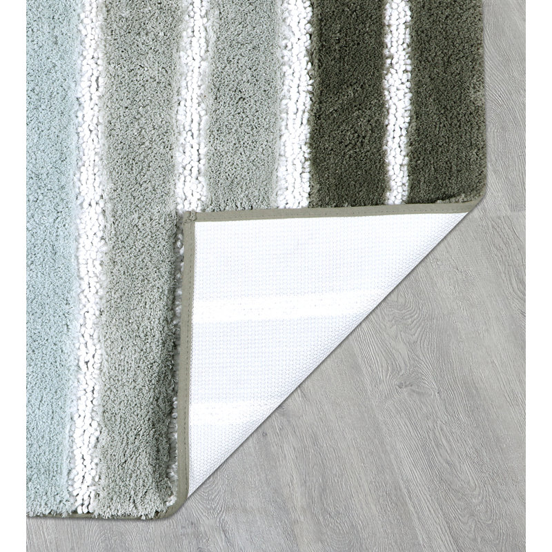 Tapis de bain ombré à rayures, L 32 po x l 20 po, Vert