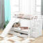 Lit superposé simple au-dessus de double, peu encombrant, blanc avec tiroirs, rangement et lit coulissant gai en blanc, une expérience délicieuse pour